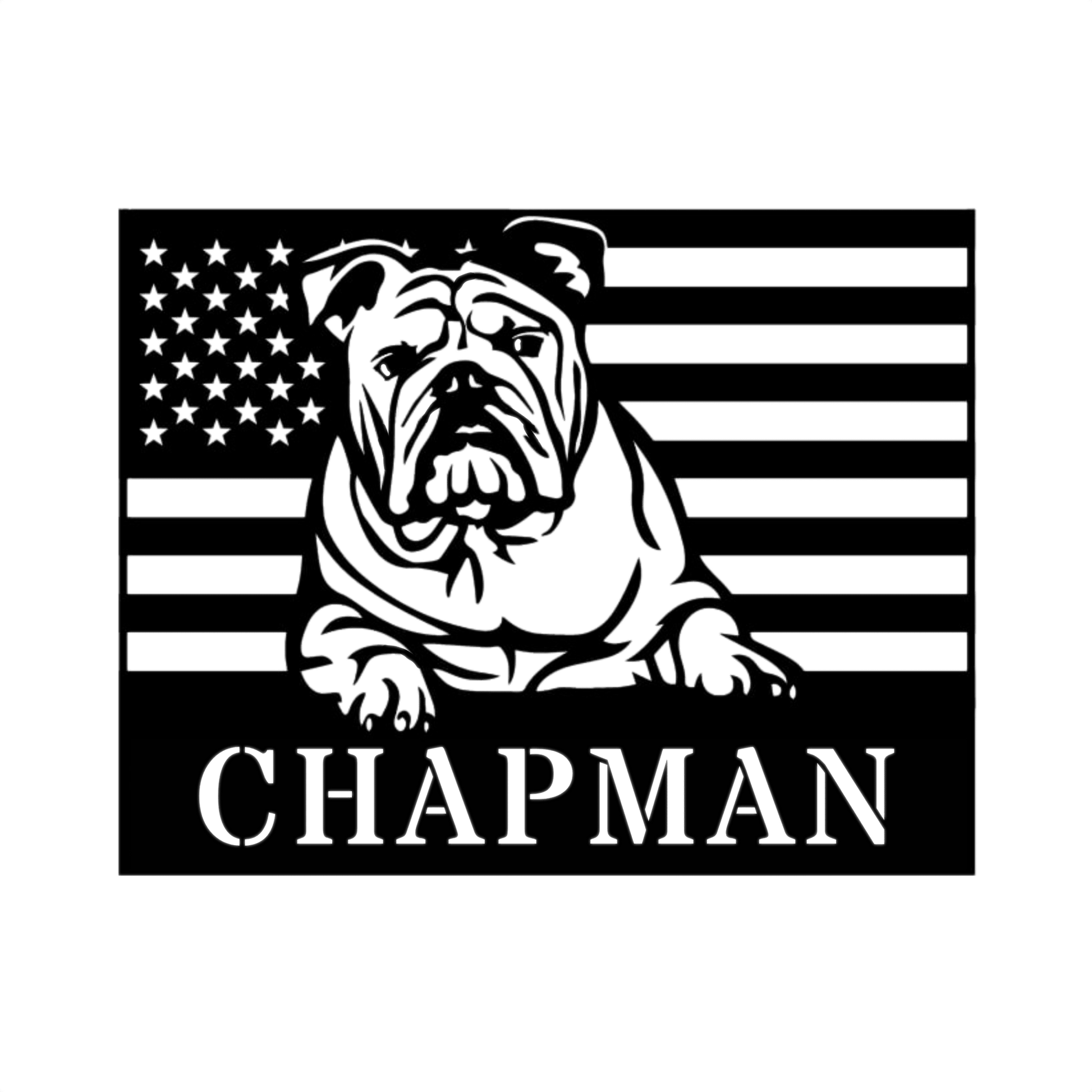 Patriotic English Bulldog Metal Wall Art – Custom American Flag Sign Made in USA - BullyBellyMetal Sign