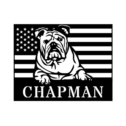 Patriotic English Bulldog Metal Wall Art – Custom American Flag Sign Made in USA - BullyBellyMetal Sign