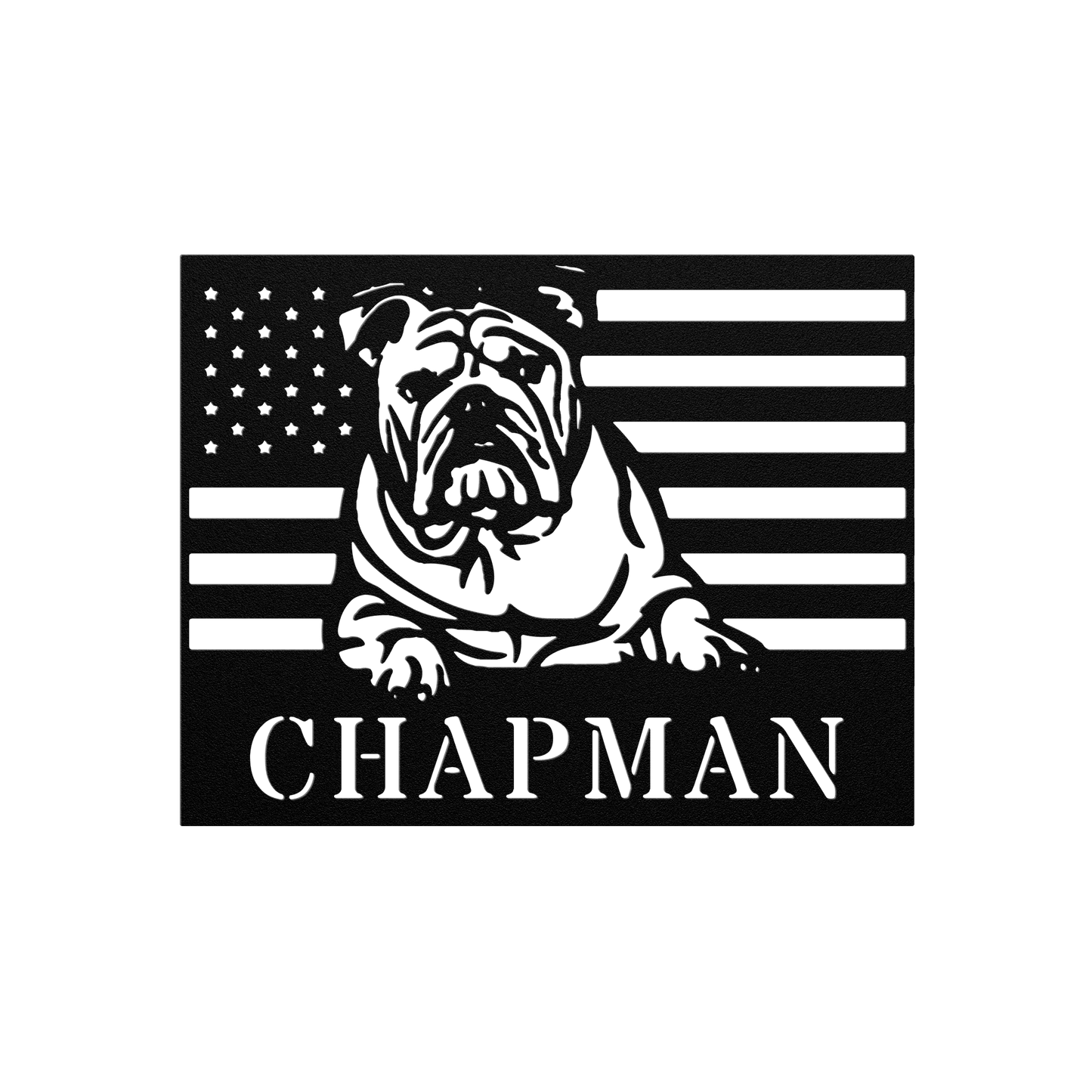 Patriotic English Bulldog Metal Wall Art – Custom American Flag Sign - BullyBellyMetal Sign