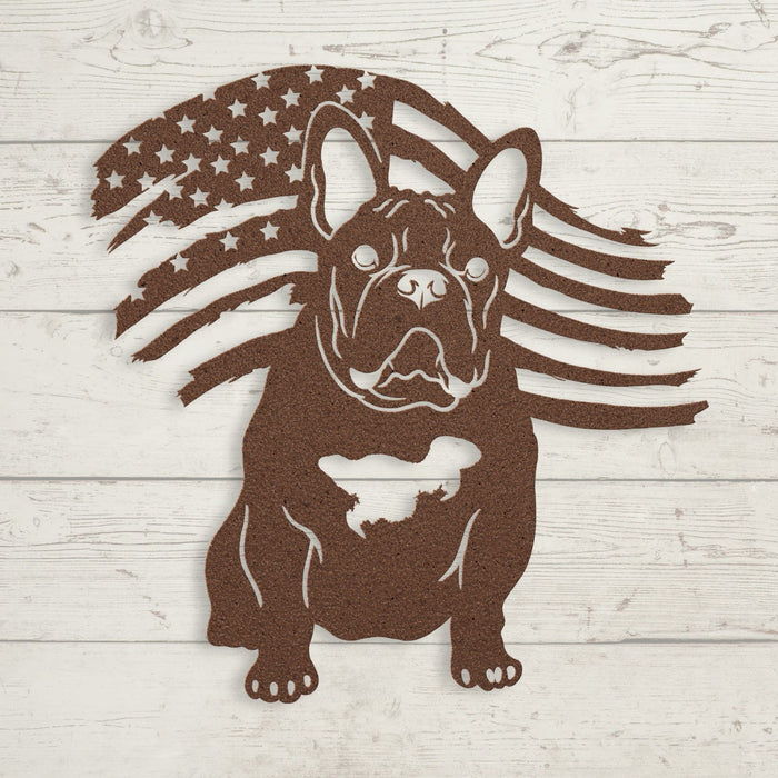 Patriotic French Bulldog Metal Wall Art - BullyBellyWall Art