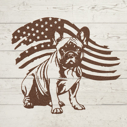 Patriotic French Bulldog Metal Wall Art