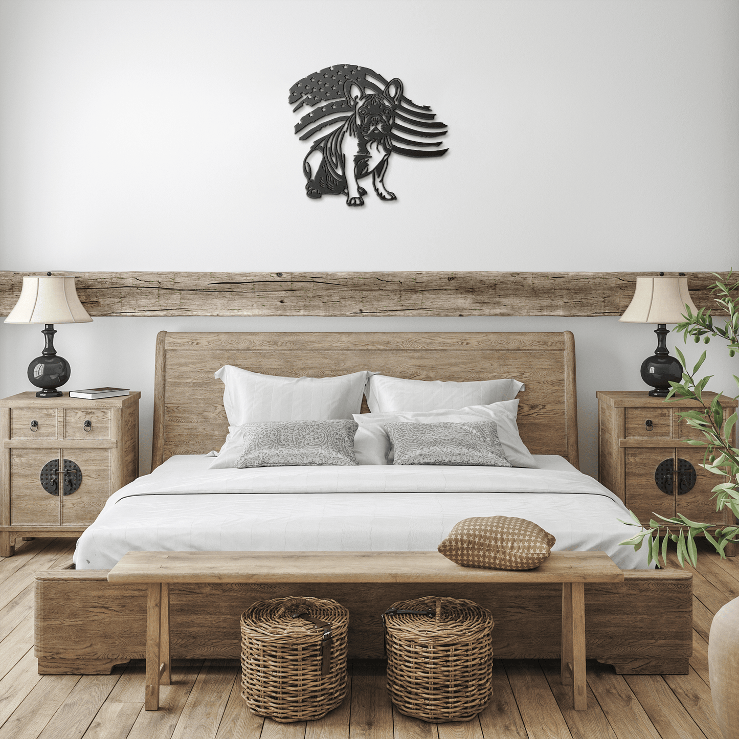 Patriotic French Bulldog Metal Wall Art - BullyBellyMetal Sign