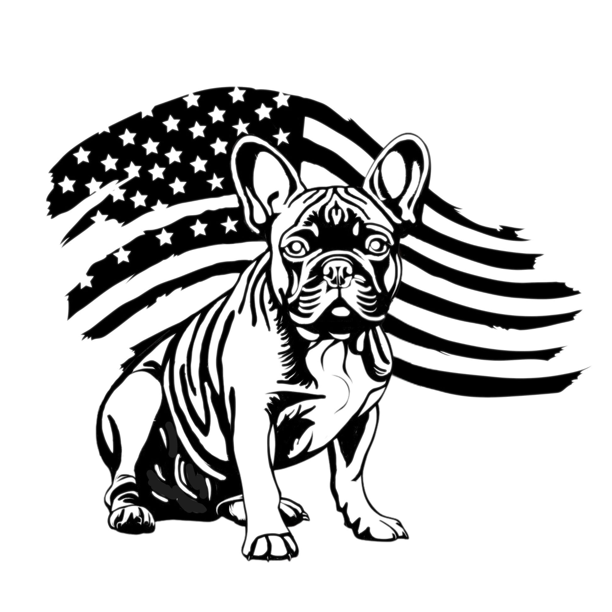 Patriotic French Bulldog Metal Wall Art