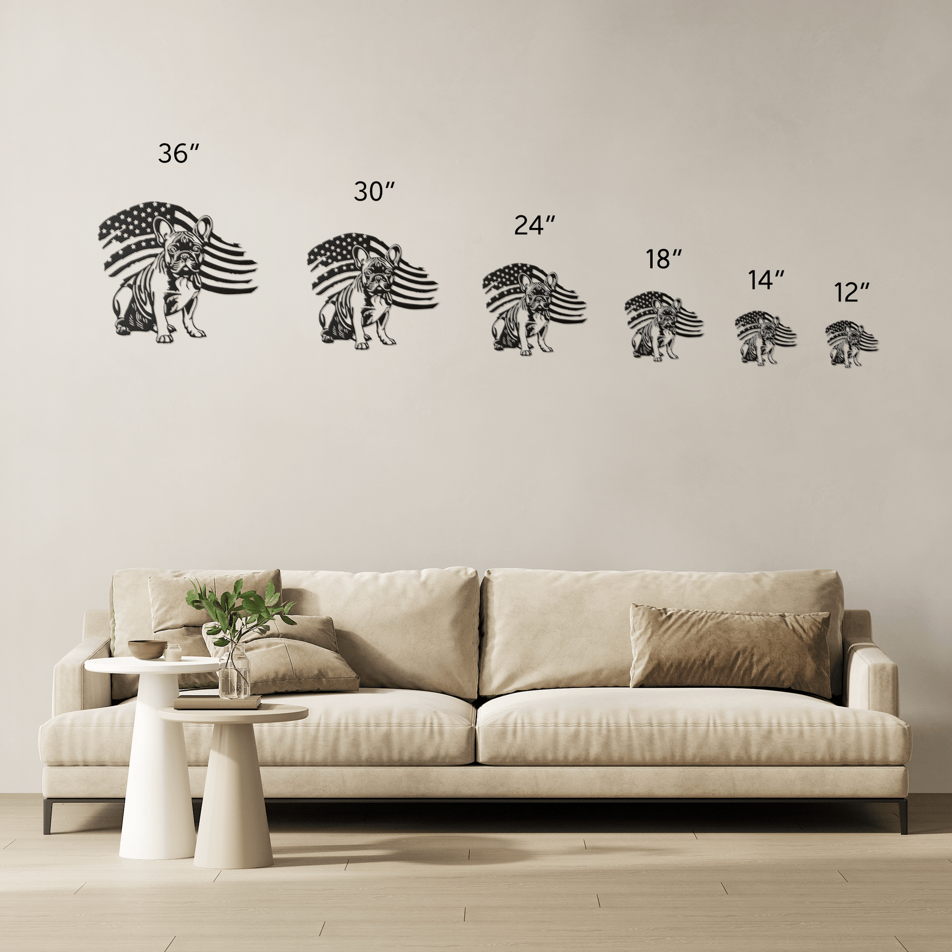 Patriotic French Bulldog Metal Wall Art - BullyBellyMetal Sign