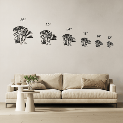 Patriotic French Bulldog Metal Wall Art - BullyBellyMetal Sign