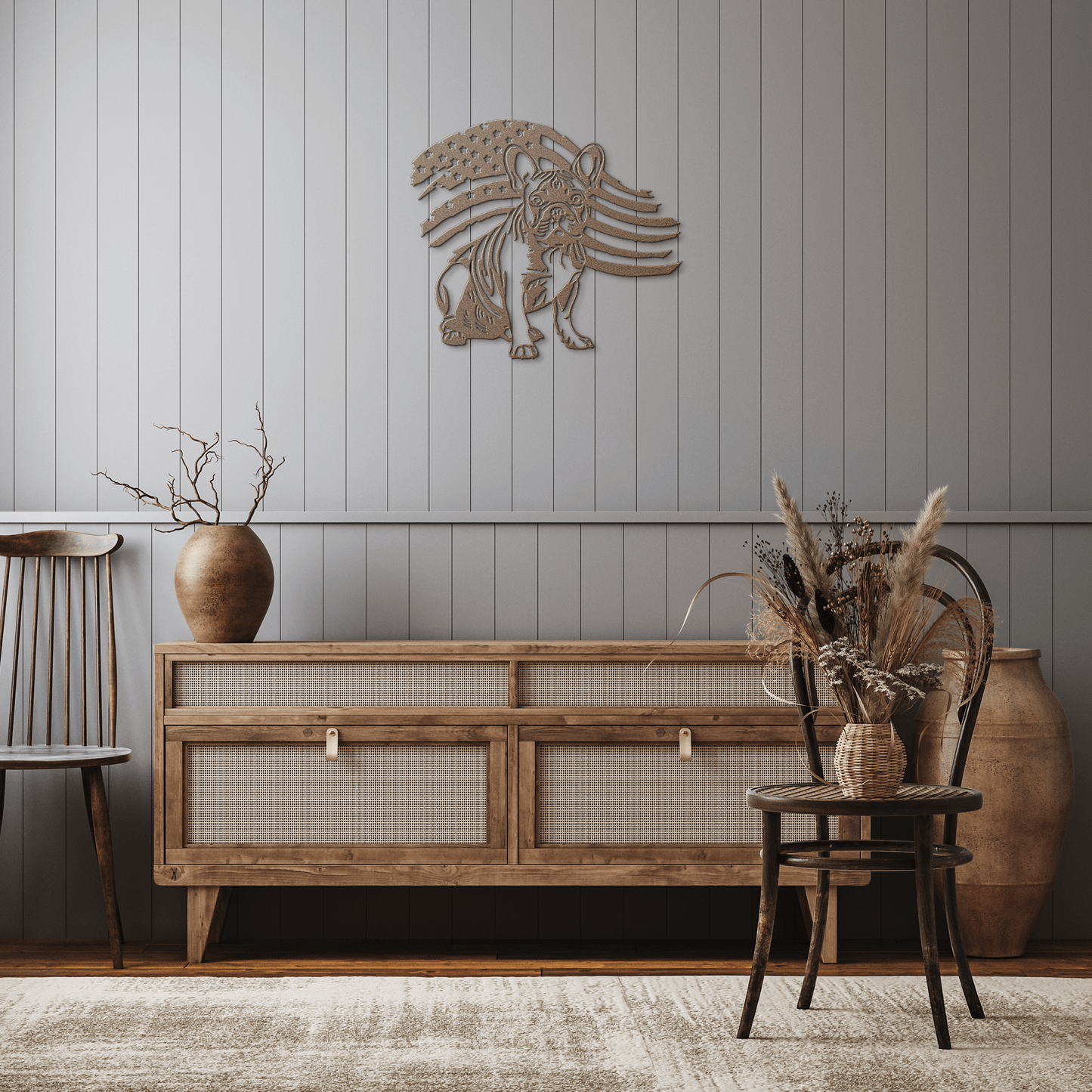 Patriotic French Bulldog Metal Wall Art - BullyBellyMetal Sign