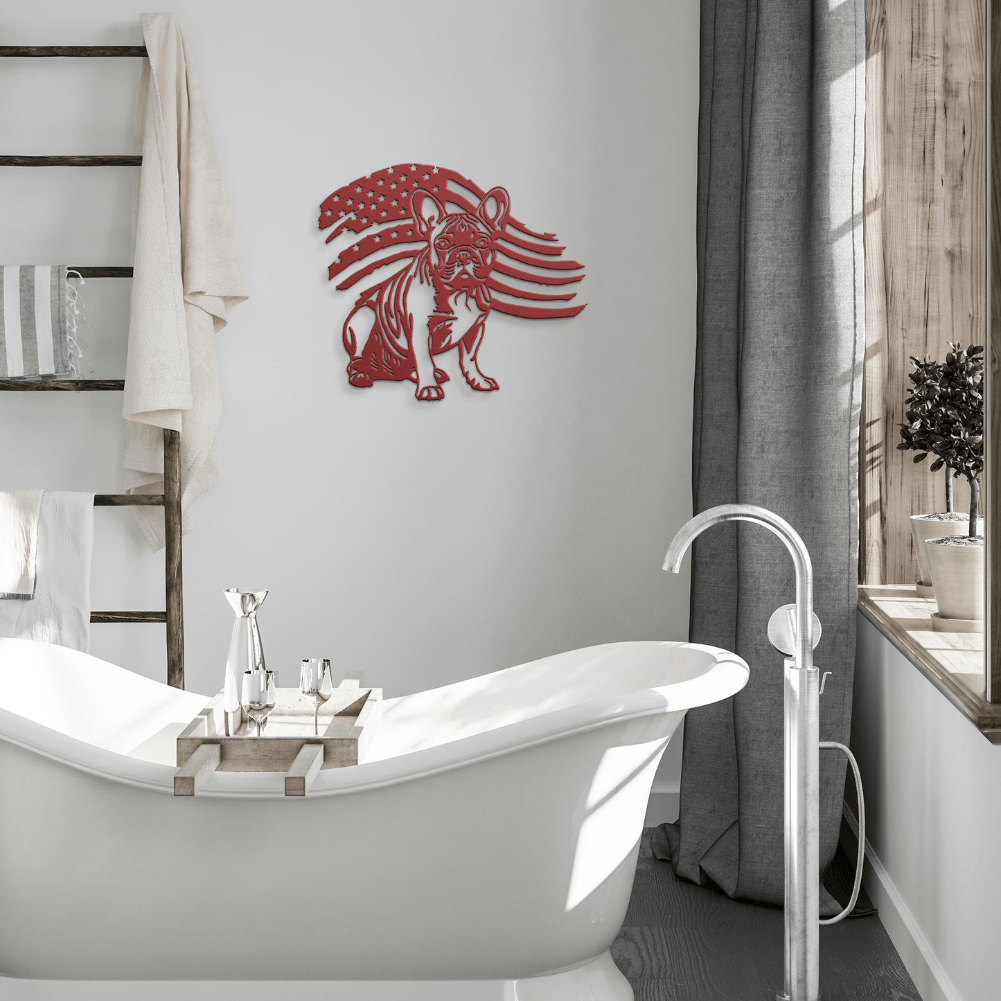 Patriotic French Bulldog Metal Wall Art - BullyBellyMetal Sign