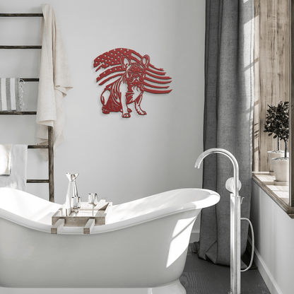 Patriotic French Bulldog Metal Wall Art - BullyBellyMetal Sign