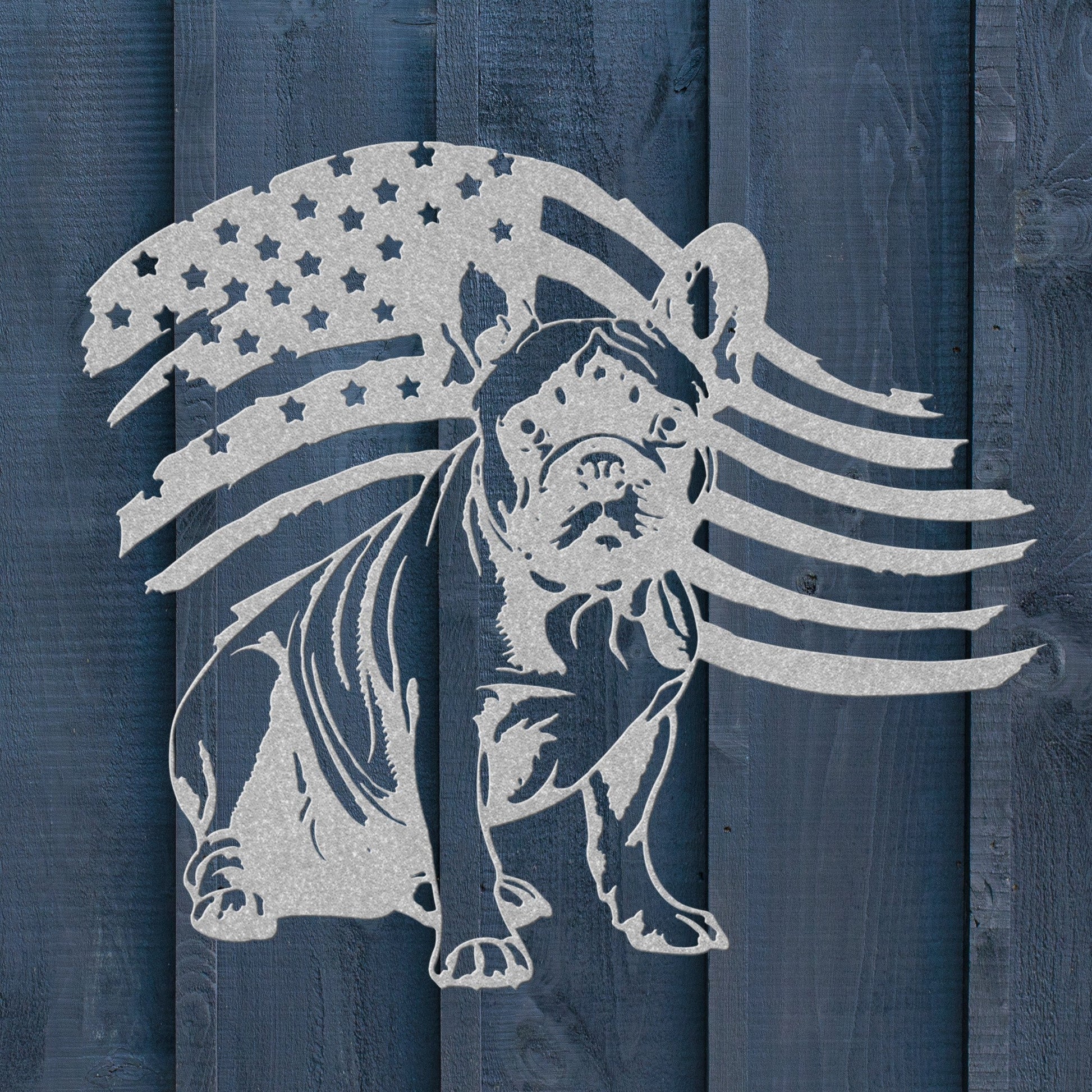Patriotic French Bulldog Metal Wall Art