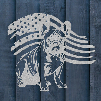 Patriotic French Bulldog Metal Wall Art