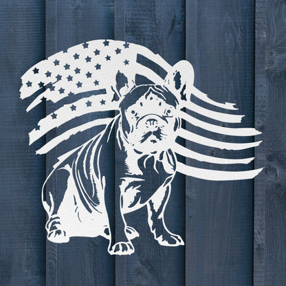 Patriotic French Bulldog Metal Wall Art