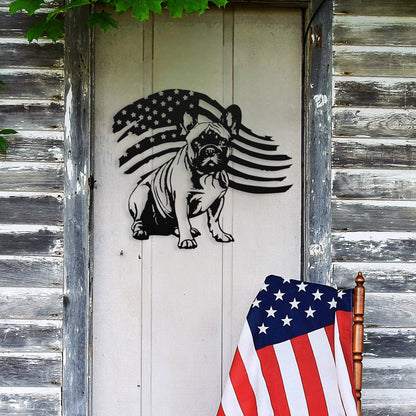 Patriotic French Bulldog Metal Wall Art