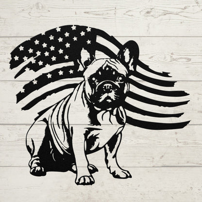 Patriotic French Bulldog Metal Wall Art
