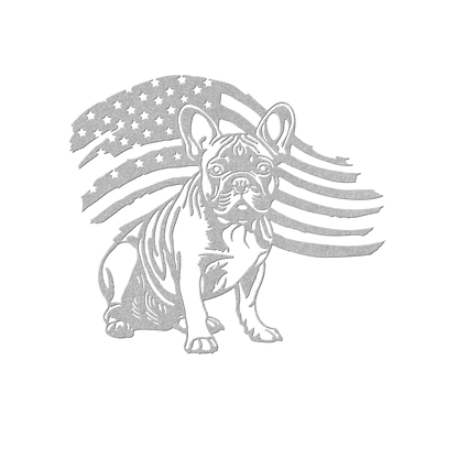 Patriotic French Bulldog Metal Wall Art - BullyBellyMetal Sign