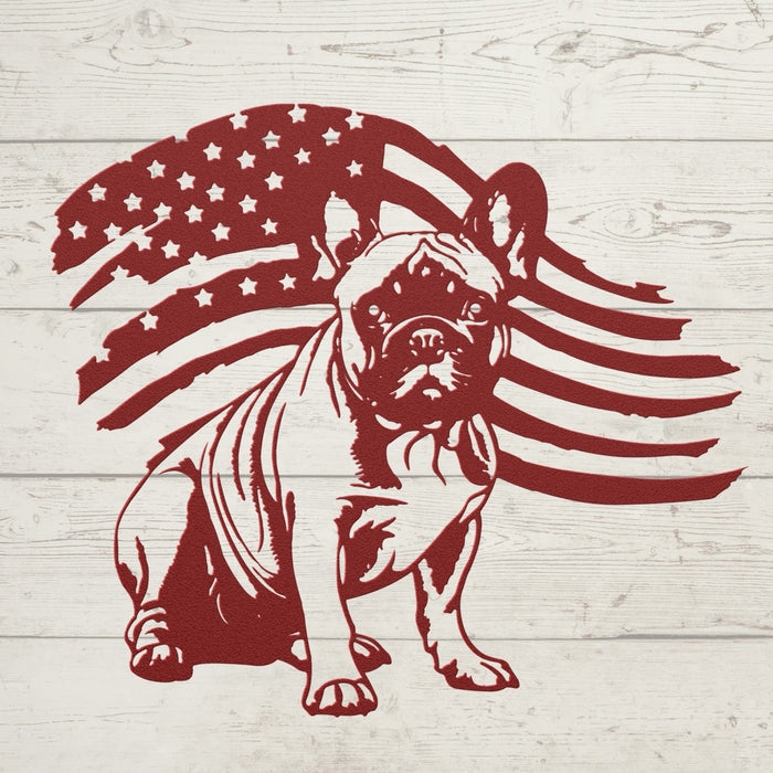 Patriotic French Bulldog Metal Wall Art - BullyBellyPatriotic