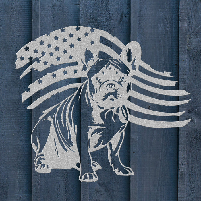 Patriotic French Bulldog Metal Wall Art - BullyBellyPatriotic