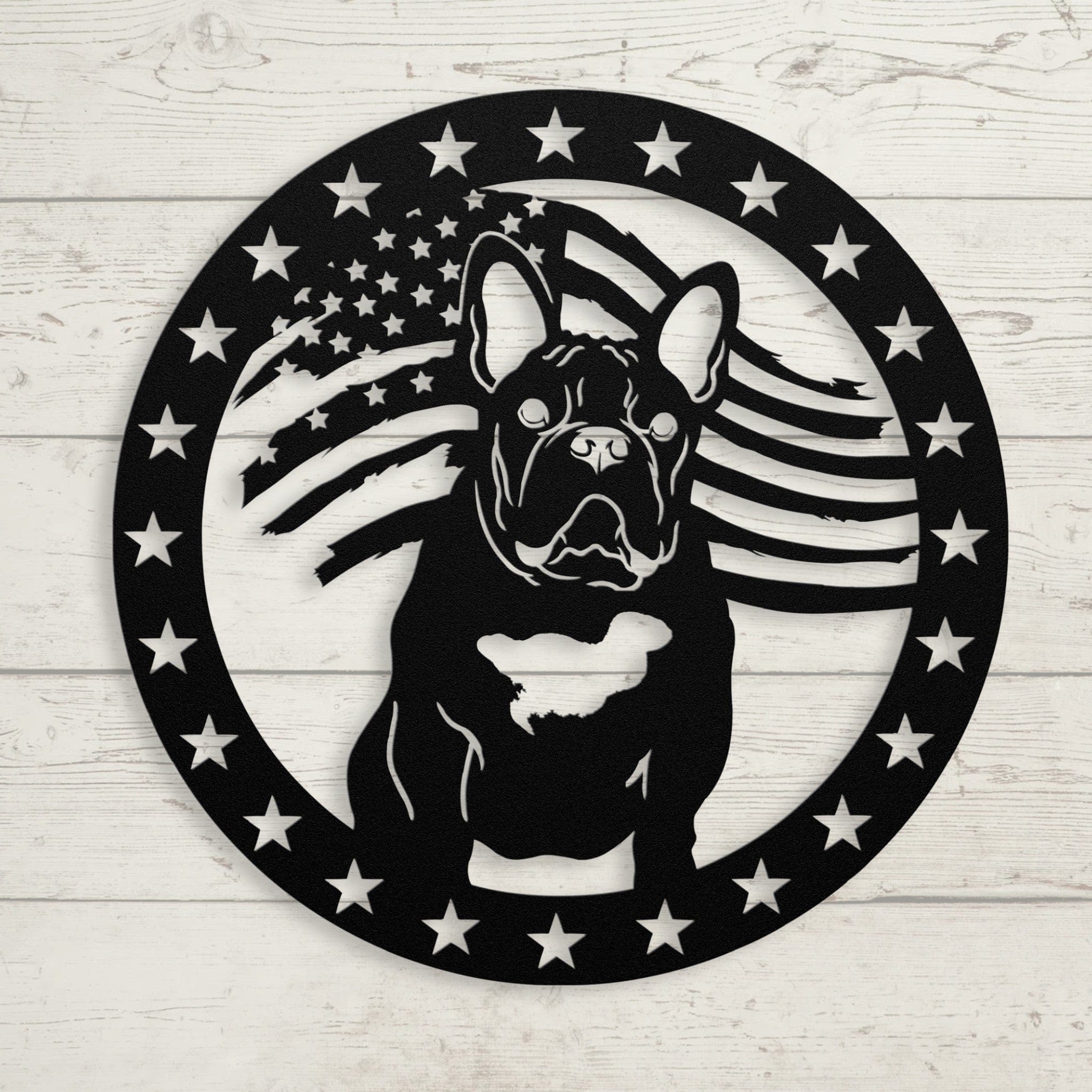 Patriotic French Bulldog with Stars Metal Art BullyBelly