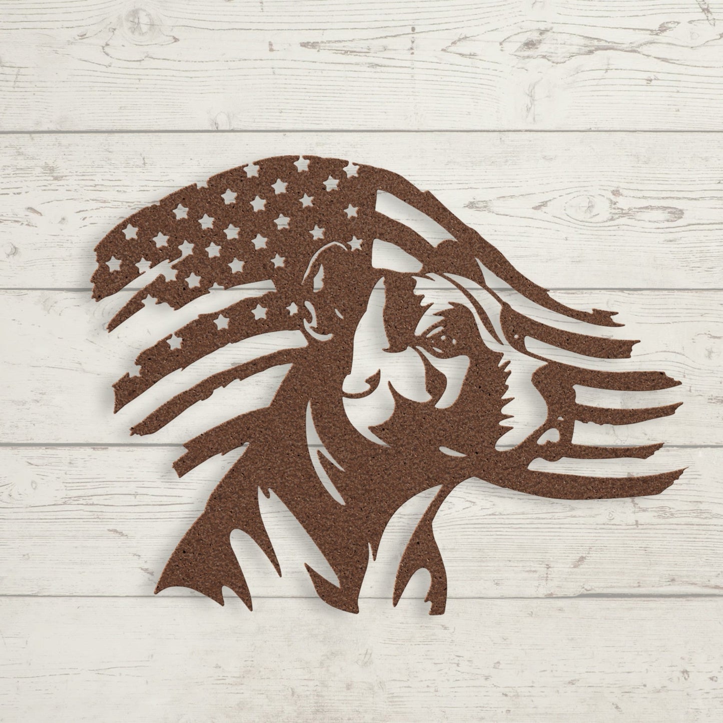 Patriotic Pitbull: Custom Metal Wall Art with American Flag - BullyBellyMetal Sign