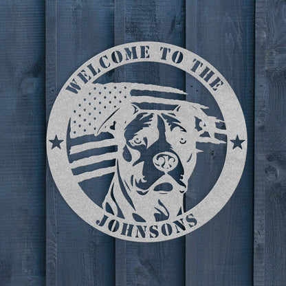 Patriotic Pitbull Custom Metal Wall Sign - BullyBellyMetal Sign