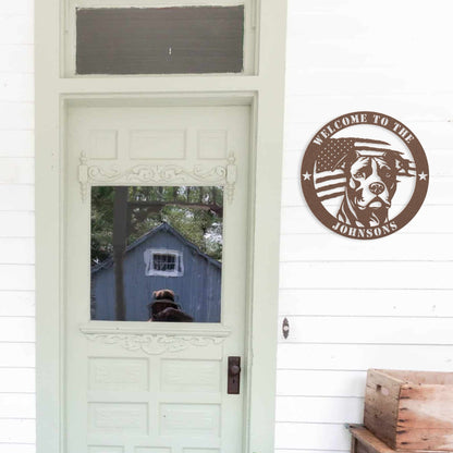 Patriotic Pitbull Custom Metal Wall Sign - BullyBellyMetal Sign