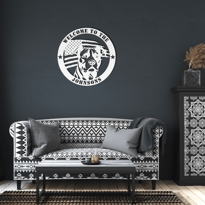 Patriotic Pitbull Custom Metal Wall Sign - BullyBellyMetal Sign