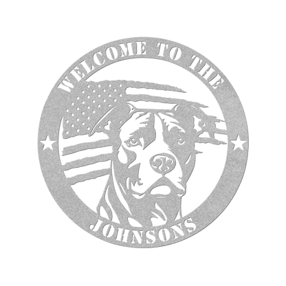 Patriotic Pitbull Custom Metal Wall Sign - BullyBellyMetal Sign