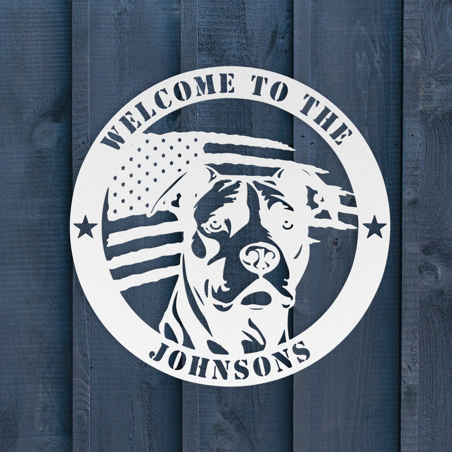Patriotic Pitbull Custom Metal Wall Sign - BullyBellyMetal Sign