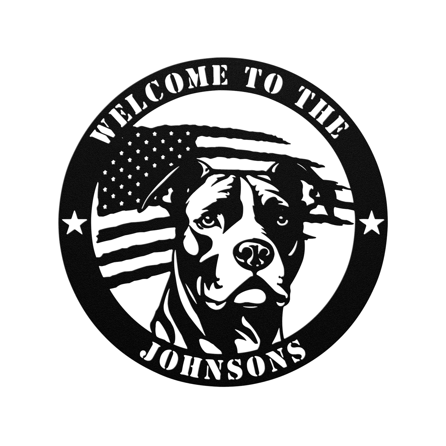 Patriotic Pitbull Custom Metal Wall Sign - BullyBellyMetal Sign