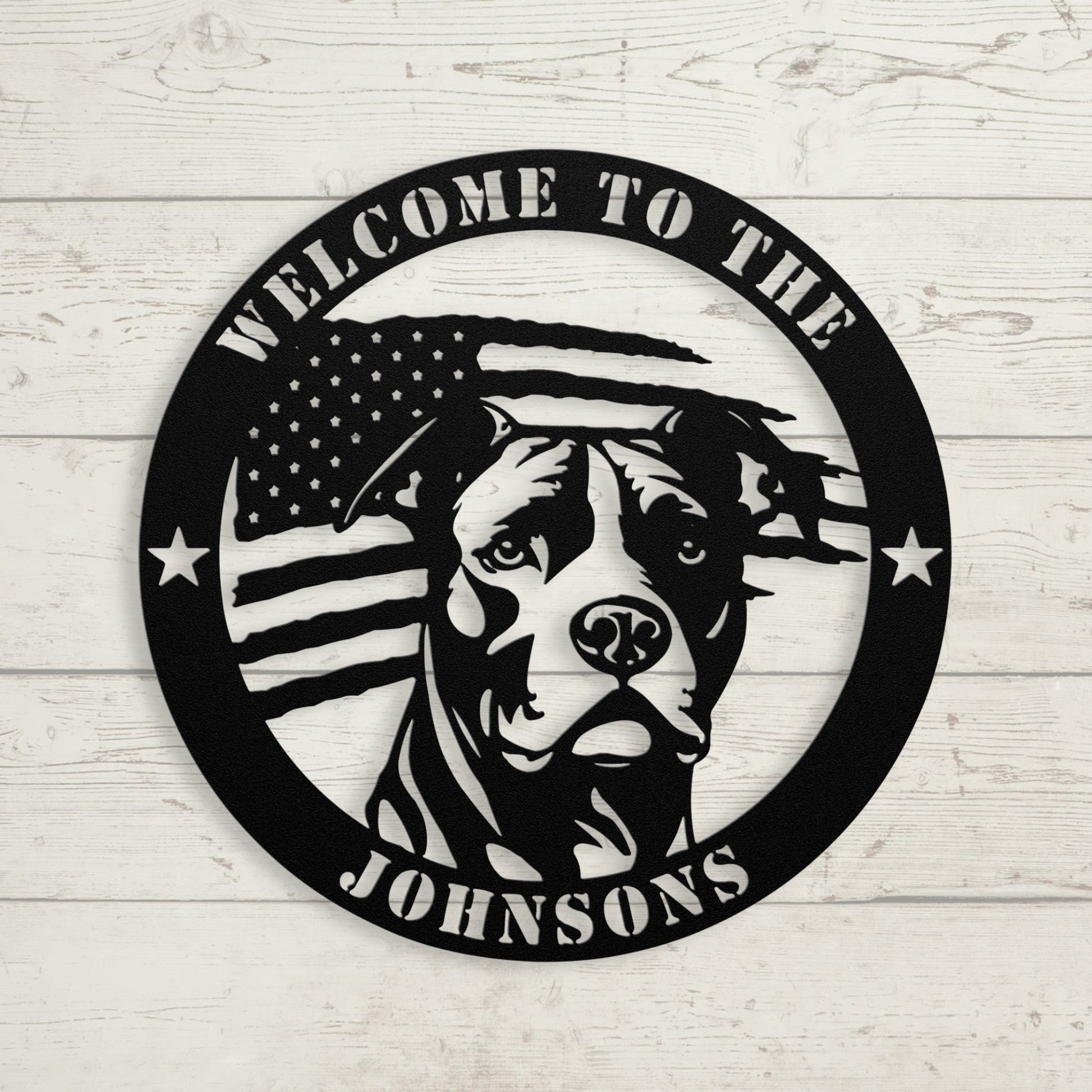 Patriotic Pitbull Custom Metal Wall Sign - BullyBellyMetal Sign