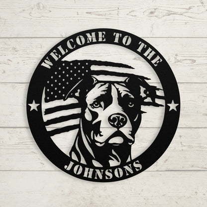 Patriotic Pitbull Custom Metal Wall Sign - BullyBellyMetal Sign