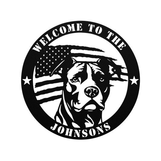 Patriotic Pitbull Custom Metal Wall Sign - BullyBellyMetal Sign