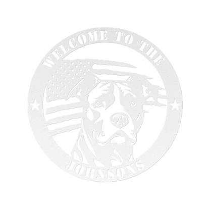 Patriotic Pitbull Custom Metal Wall Sign - BullyBellyMetal Sign