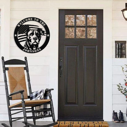 Patriotic Pitbull Custom Metal Wall Sign - BullyBellyMetal Sign