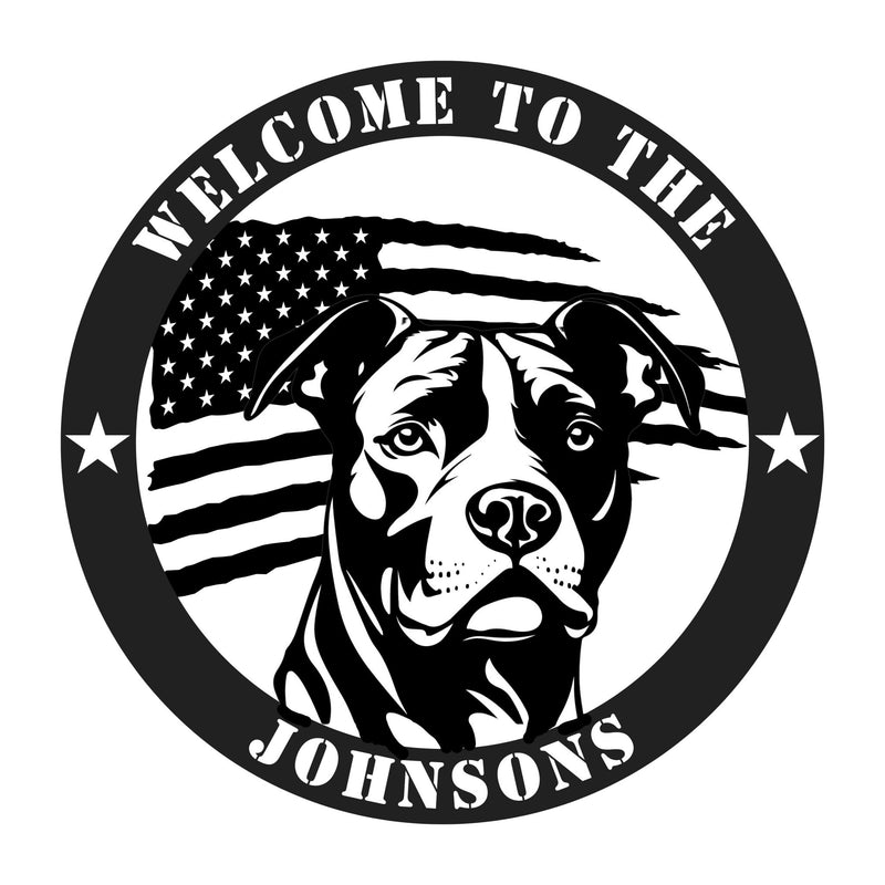 Patriotic Pitbull Custom Metal Wall Sign - BullyBellyPitbull