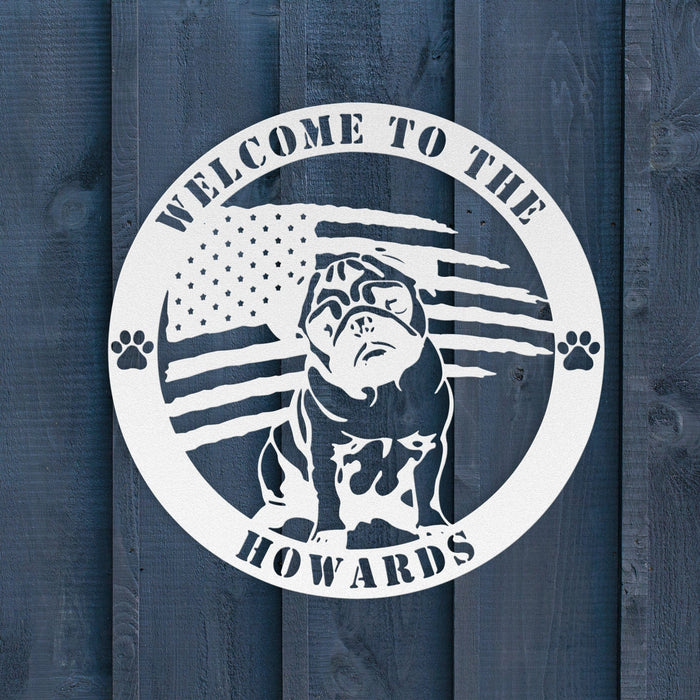 Patriotic Pug Custom Metal Wall Sign - BullyBellyWall Art