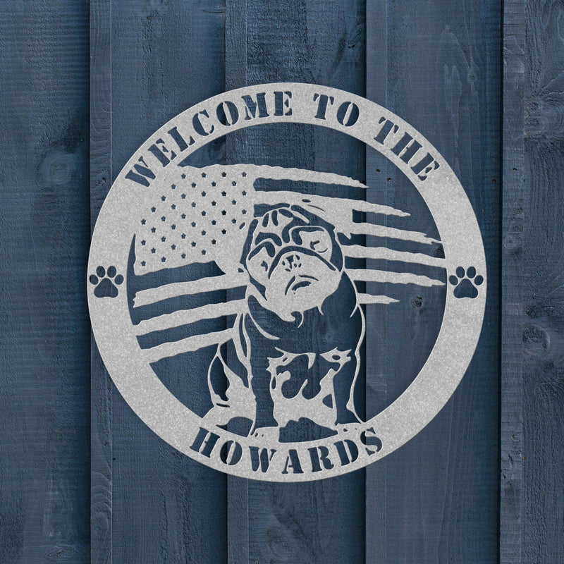 Patriotic Pug Custom Metal Wall Sign - BullyBellyWall Art