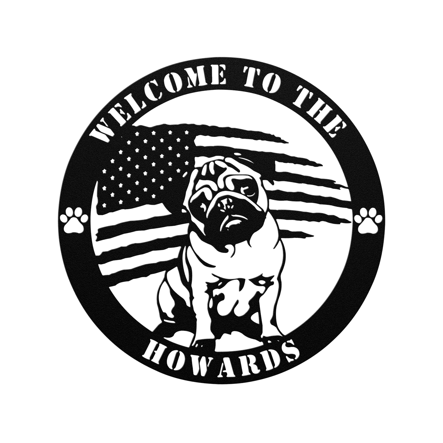 Patriotic Pug Custom Metal Wall Sign - BullyBellyMetal Sign