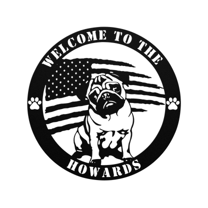 Patriotic Pug Custom Metal Wall Sign - BullyBellyMetal Sign