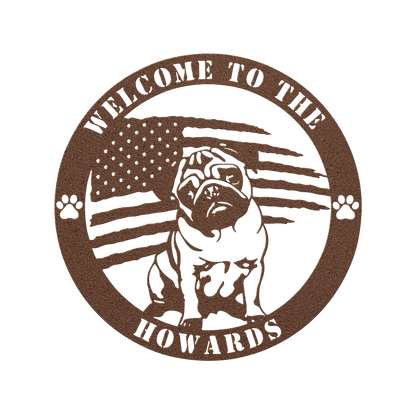 Patriotic Pug Custom Metal Wall Sign - BullyBellyMetal Sign