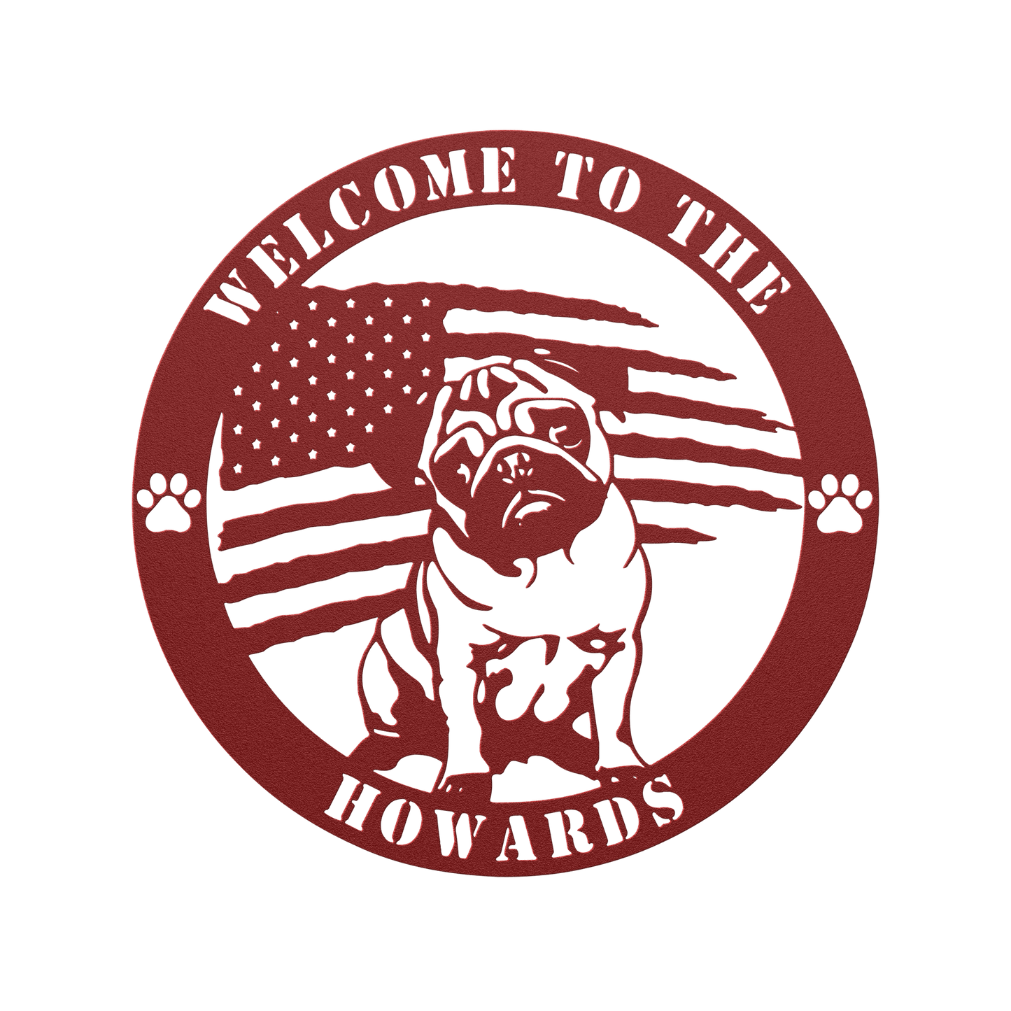 Patriotic Pug Custom Metal Wall Sign - BullyBellyMetal Sign