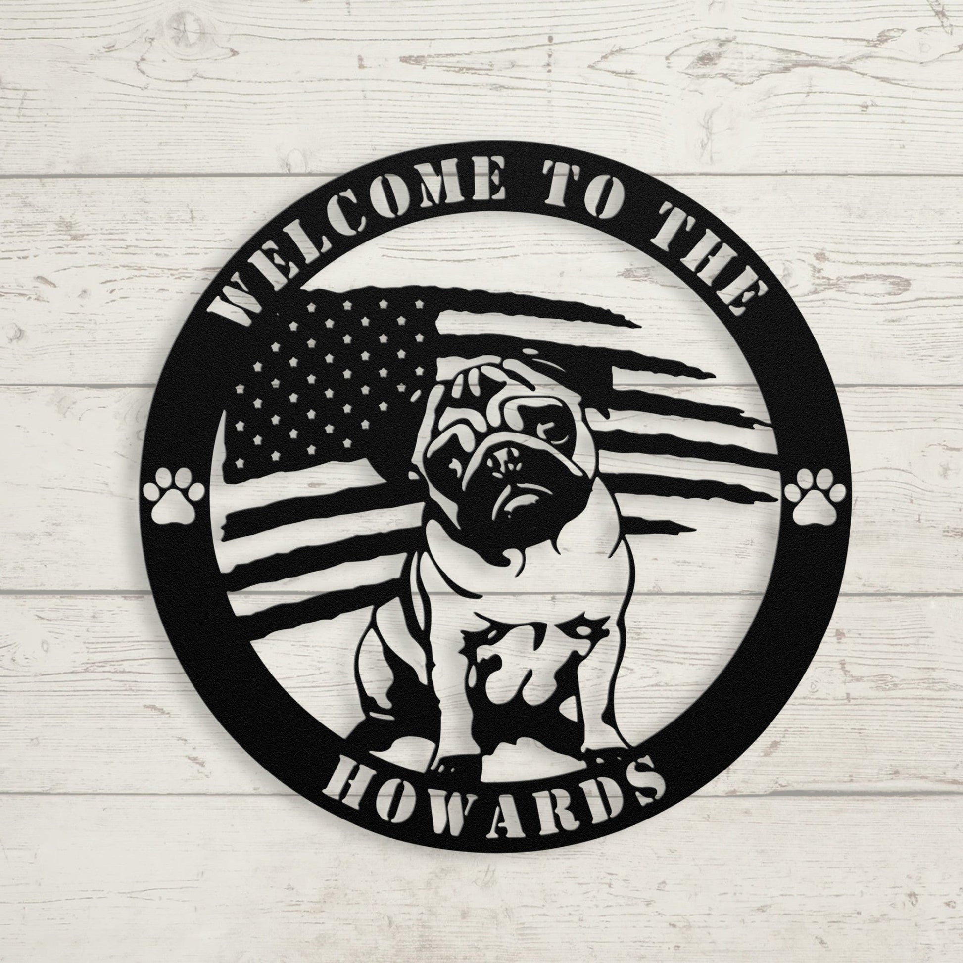 Patriotic Pug Custom Metal Wall Sign - BullyBellyMetal Sign