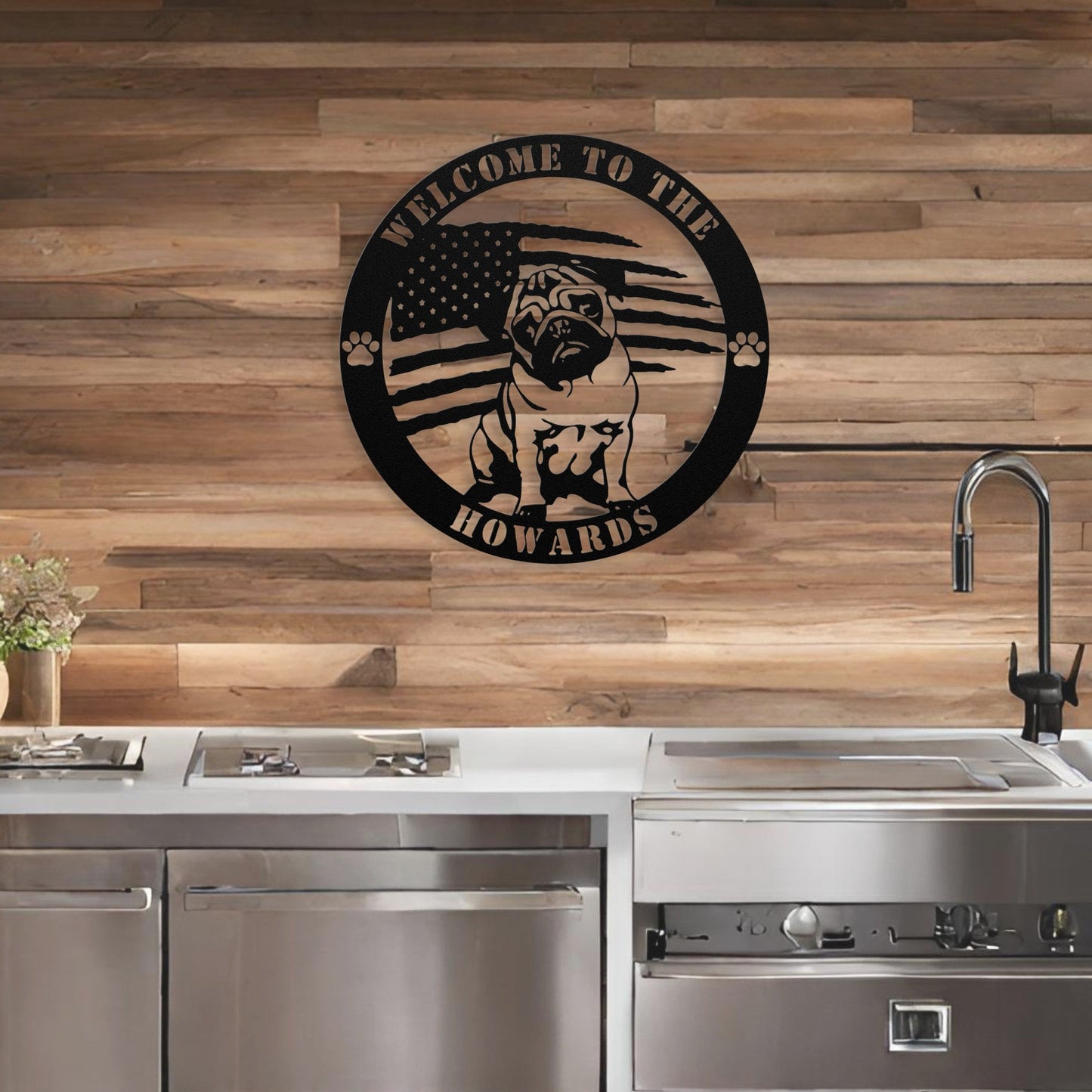 Patriotic Pug Custom Metal Wall Sign - BullyBellyMetal Sign