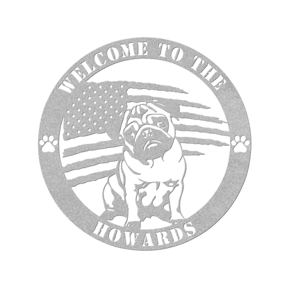 Patriotic Pug Custom Metal Wall Sign - BullyBellyMetal Sign