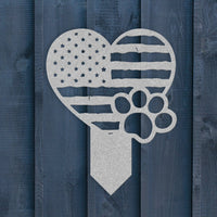 Paws & Patriotism: Rustic Flag Heart Lawn Art - BullyBellyLawn Art