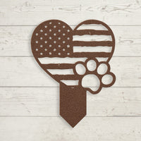 Paws & Patriotism: Rustic Flag Heart Lawn Art - BullyBellyLawn Art