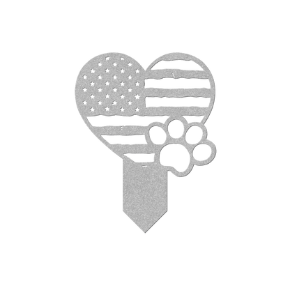 Paws & Patriotism: Rustic Flag Heart Lawn Art - BullyBellyMetal Sign
