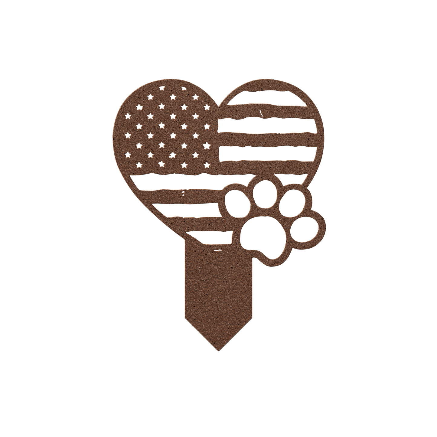 Paws & Patriotism: Rustic Flag Heart Lawn Art - BullyBellyMetal Sign