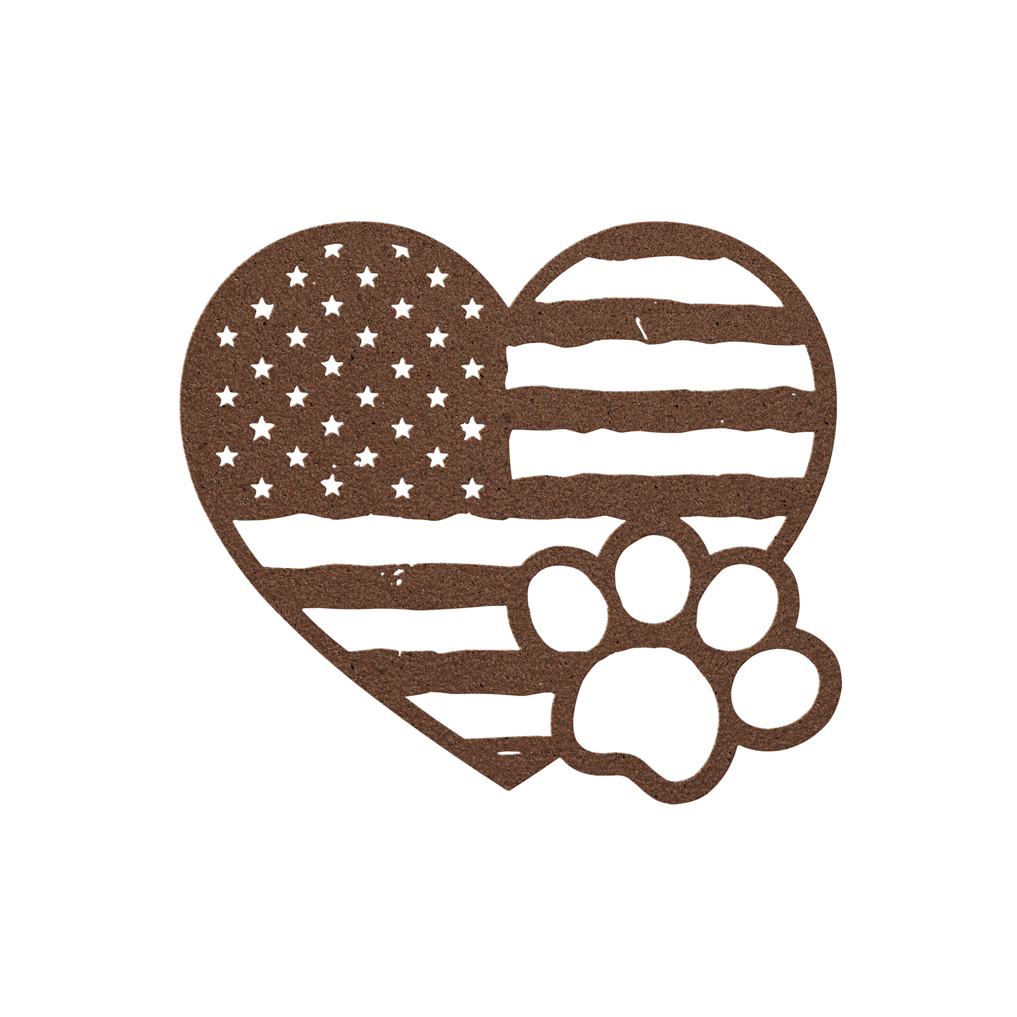 Paws & Patriotism: Rustic Flag Heart Metal Art - BullyBellyMetal Sign