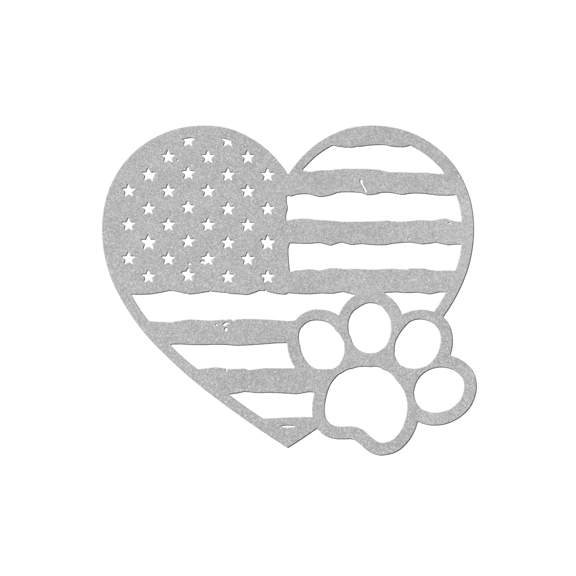 Paws & Patriotism: Rustic Flag Heart Metal Art - BullyBellyMetal Sign