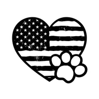 Paws & Patriotism: Rustic Flag Heart Metal Art - BullyBellyPatriotic